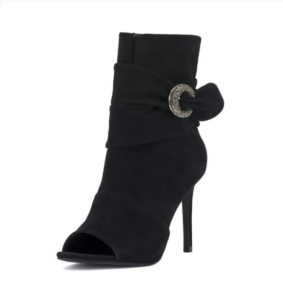 new Vince Camuto Womens ANTAYA Suede Peep Toe Ankle Booties Shoes 259  4M2T - Picture 1 of 8
